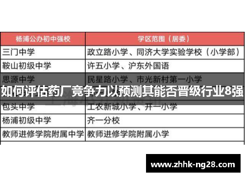 如何评估药厂竞争力以预测其能否晋级行业8强